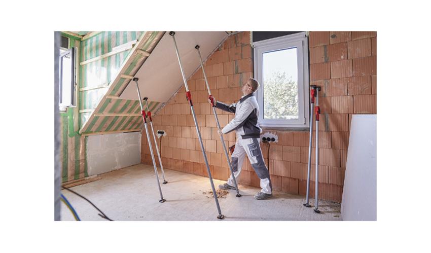 Telescopic drywall support STE-370 with pump grip