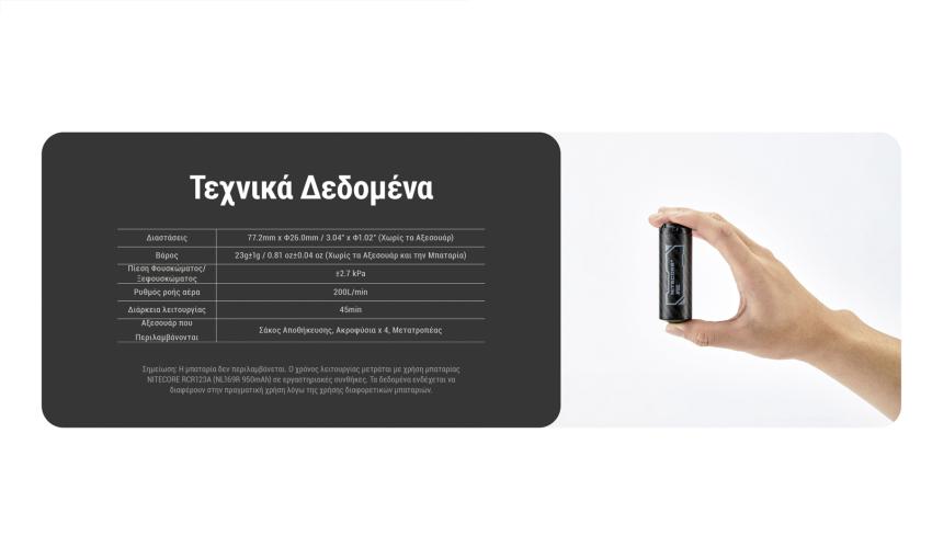 Ηλεκτρική Επαναφορτιζόμενη τρόμπα NITECORE AP05C